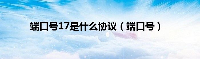 端口號17是什么協(xié)議（端口號）