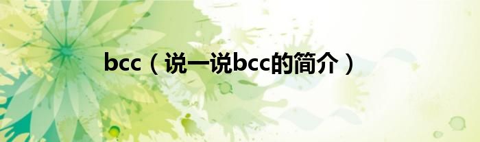 bcc（說一說bcc的簡(jiǎn)介）
