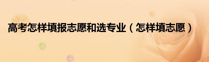 高考怎樣填報(bào)志愿和選專業(yè)（怎樣填志愿）