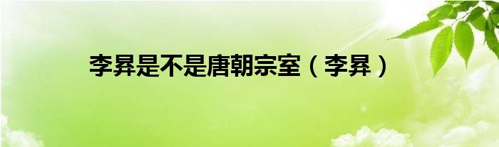 李昪是不是唐朝宗室（李昪）