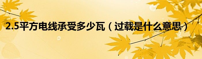 2.5平方電線承受多少瓦（過載是什么意思）