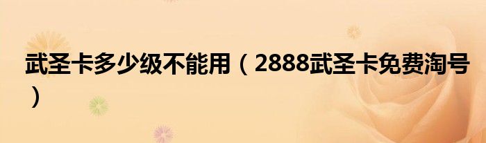 武圣卡多少級不能用（2888武圣卡免費淘號）