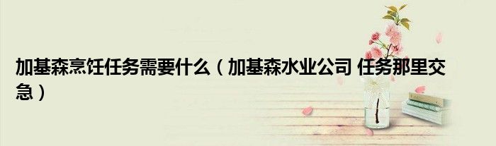 加基森烹飪?nèi)蝿?wù)需要什么（加基森水業(yè)公司 任務(wù)那里交       急）