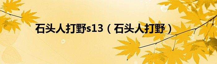 石頭人打野s13（石頭人打野）