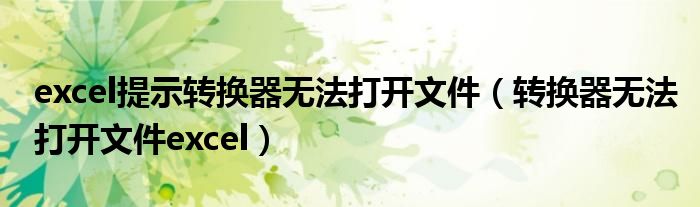 excel提示轉(zhuǎn)換器無法打開文件（轉(zhuǎn)換器無法打開文件excel）