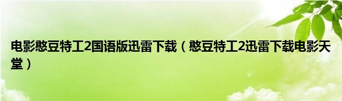 電影憨豆特工2國(guó)語(yǔ)版迅雷下載（憨豆特工2迅雷下載電影天堂）