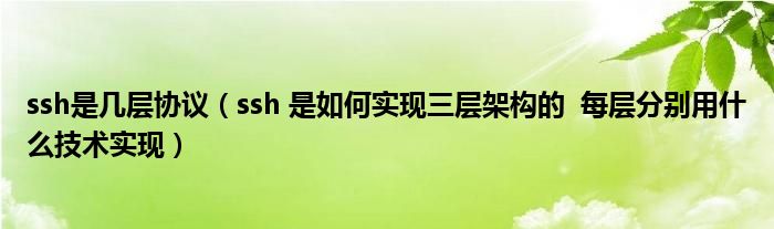 ssh是幾層協(xié)議（ssh 是如何實(shí)現(xiàn)三層架構(gòu)的  每層分別用什么技術(shù)實(shí)現(xiàn)）