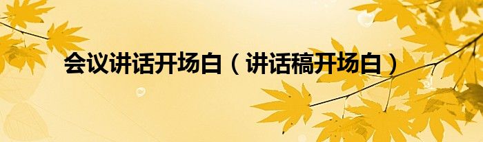 會議講話開場白（講話稿開場白）