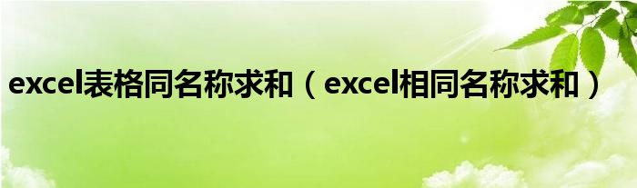excel表格同名稱求和（excel相同名稱求和）