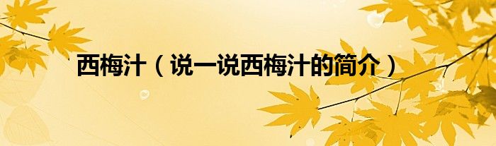 西梅汁（說一說西梅汁的簡介）