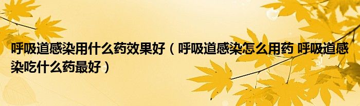 呼吸道感染用什么藥效果好（呼吸道感染怎么用藥 呼吸道感染吃什么藥最好）