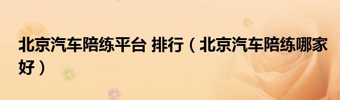 北京汽車陪練平臺 排行（北京汽車陪練哪家好）