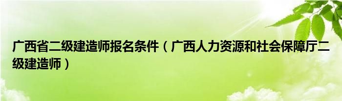 廣西省二級建造師報名條件（廣西人力資源和社會保障廳二級建造師）