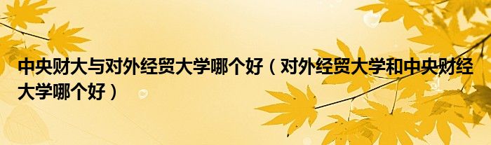 中央財(cái)大與對(duì)外經(jīng)貿(mào)大學(xué)哪個(gè)好（對(duì)外經(jīng)貿(mào)大學(xué)和中央財(cái)經(jīng)大學(xué)哪個(gè)好）