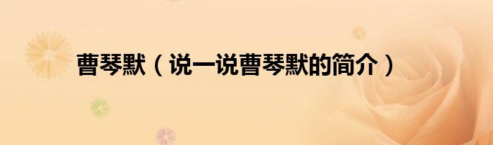 曹琴默（說一說曹琴默的簡介）