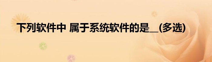 下列軟件中 屬于系統(tǒng)軟件的是__(多選)
