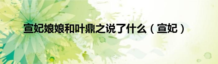 宣妃娘娘和葉鼎之說(shuō)了什么（宣妃）