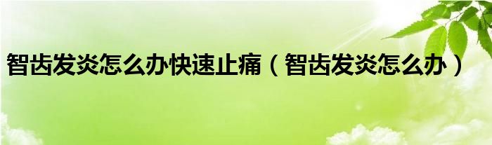 智齒發(fā)炎怎么辦快速止痛（智齒發(fā)炎怎么辦）