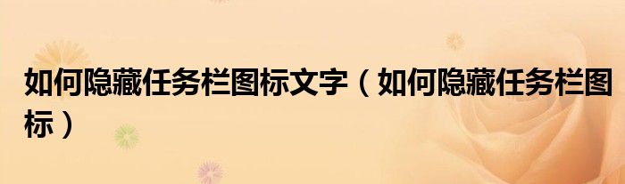 如何隱藏任務(wù)欄圖標(biāo)文字（如何隱藏任務(wù)欄圖標(biāo)）