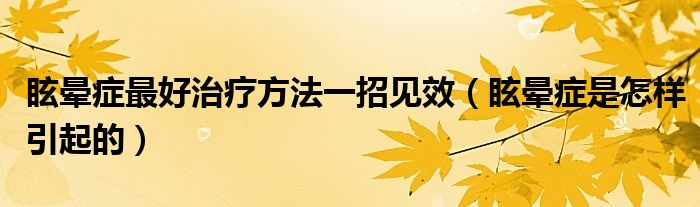 眩暈癥最好治療方法一招見效（眩暈癥是怎樣引起的）