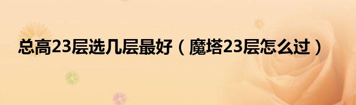 總高23層選幾層最好（魔塔23層怎么過）