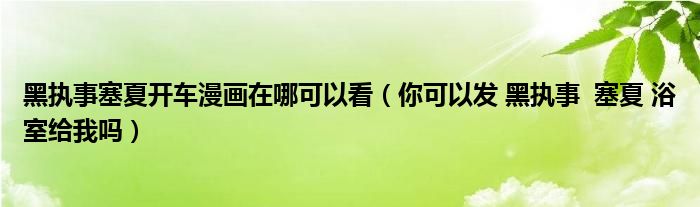 黑執(zhí)事塞夏開車漫畫在哪可以看（你可以發(fā) 黑執(zhí)事  塞夏 浴室給我嗎）