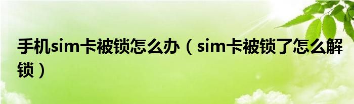 手機(jī)sim卡被鎖怎么辦（sim卡被鎖了怎么解鎖）