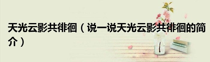 天光云影共徘徊（說(shuō)一說(shuō)天光云影共徘徊的簡(jiǎn)介）
