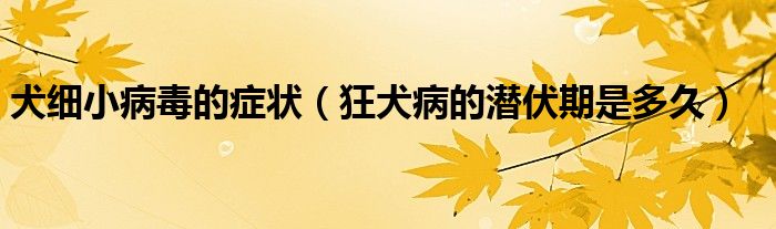 犬細(xì)小病毒的癥狀（狂犬病的潛伏期是多久）