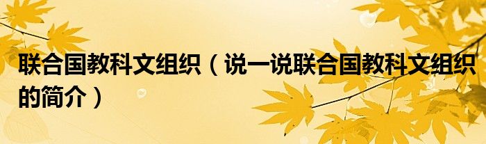 聯(lián)合國教科文組織（說一說聯(lián)合國教科文組織的簡介）