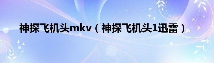 神探飛機頭mkv（神探飛機頭1迅雷）