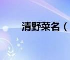 清野菜名（說一說清野菜名的簡介）