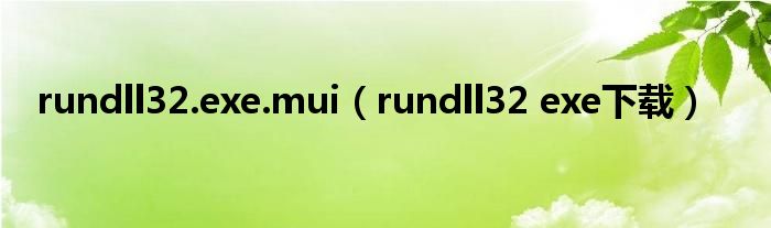rundll32.exe.mui（rundll32 exe下載）
