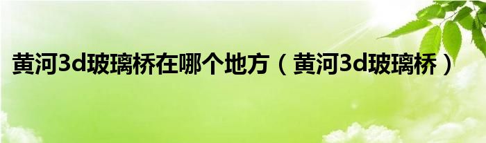 黃河3d玻璃橋在哪個(gè)地方（黃河3d玻璃橋）