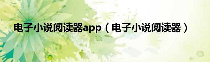 電子小說閱讀器app（電子小說閱讀器）