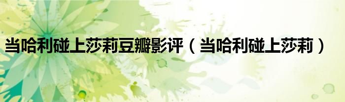當(dāng)哈利碰上莎莉豆瓣影評（當(dāng)哈利碰上莎莉）
