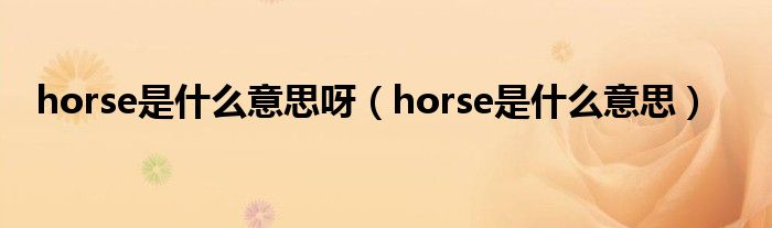 horse是什么意思呀（horse是什么意思）