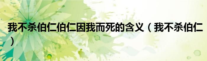 我不殺伯仁伯仁因我而死的含義（我不殺伯仁）