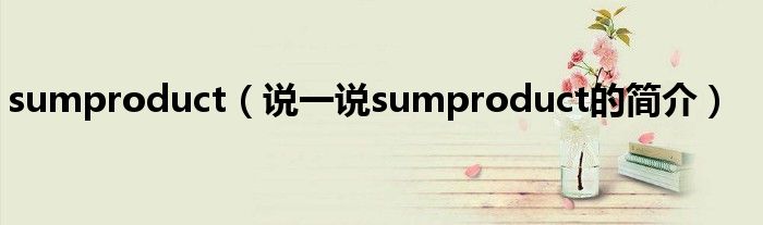 sumproduct（說(shuō)一說(shuō)sumproduct的簡(jiǎn)介）