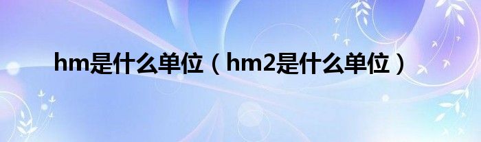 hm是什么單位（hm2是什么單位）