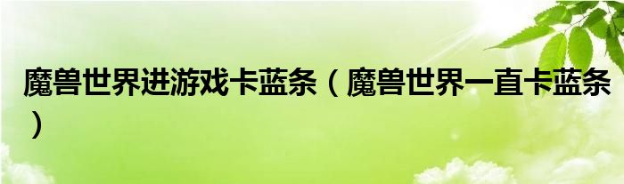 魔獸世界進(jìn)游戲卡藍(lán)條（魔獸世界一直卡藍(lán)條）