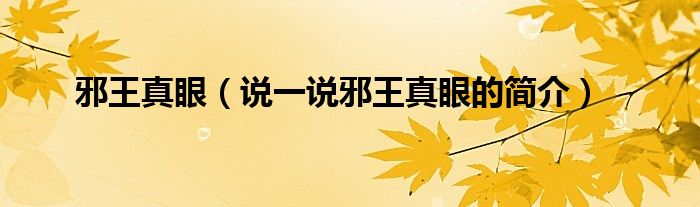 邪王真眼（說一說邪王真眼的簡介）