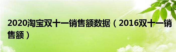 2020淘寶雙十一銷(xiāo)售額數(shù)據(jù)（2016雙十一銷(xiāo)售額）
