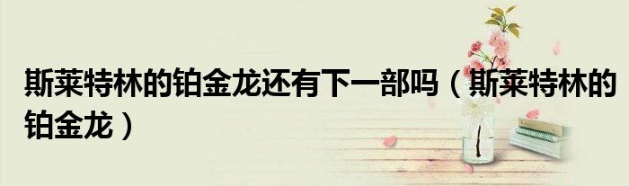 斯萊特林的鉑金龍還有下一部嗎（斯萊特林的鉑金龍）