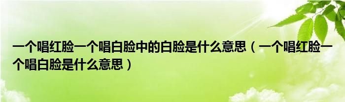 一個(gè)唱紅臉一個(gè)唱白臉中的白臉是什么意思（一個(gè)唱紅臉一個(gè)唱白臉是什么意思）
