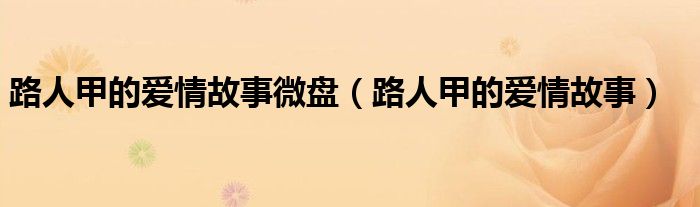 路人甲的愛情故事微盤（路人甲的愛情故事）