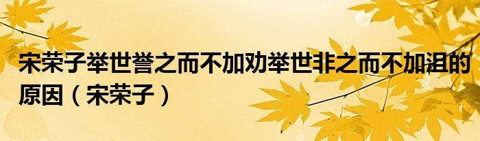 宋榮子舉世譽(yù)之而不加勸舉世非之而不加沮的原因（宋榮子）