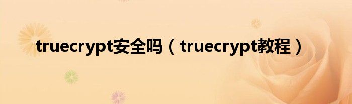 truecrypt安全嗎（truecrypt教程）