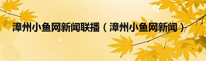 漳州小魚網(wǎng)新聞聯(lián)播（漳州小魚網(wǎng)新聞）