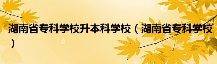 湖南省專科學(xué)校升本科學(xué)校（湖南省?？茖W(xué)校）